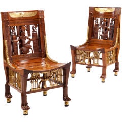 A Pair of Neo-Egyptian Rosewood Side Chairs