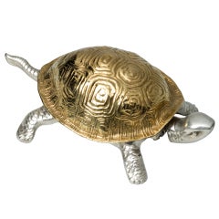 Antique An Edwardian Silver Gilt Tortoise Bell