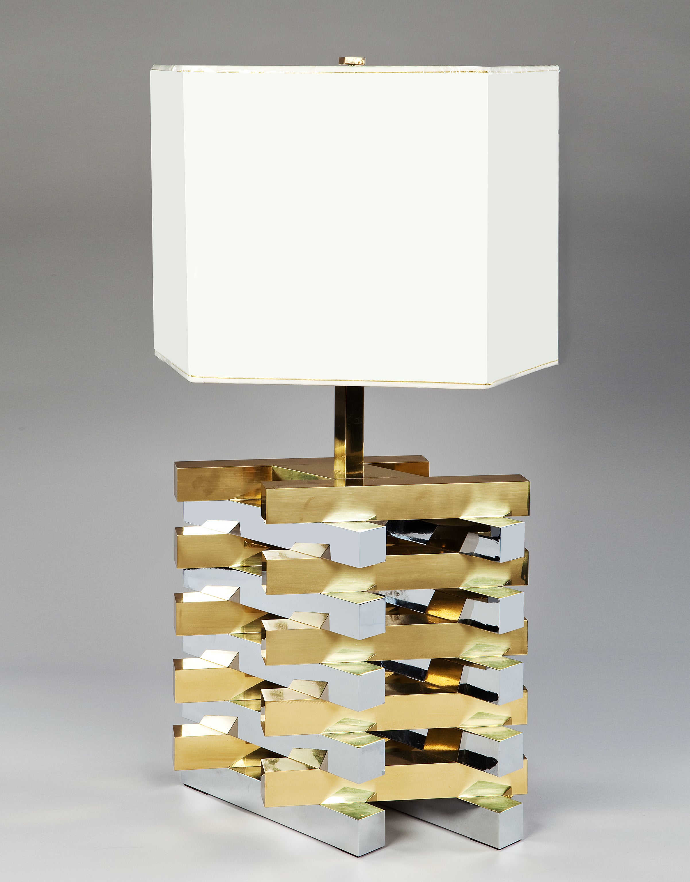 A Brass and Chrome 1970s Table Lamp