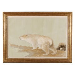 A Japanese Embroidered Picture Of A Polar Bear
