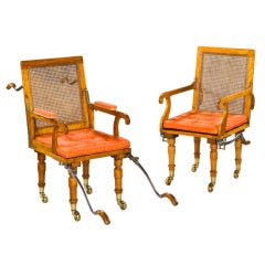 Antique Two Satinwood Campaign Chairs