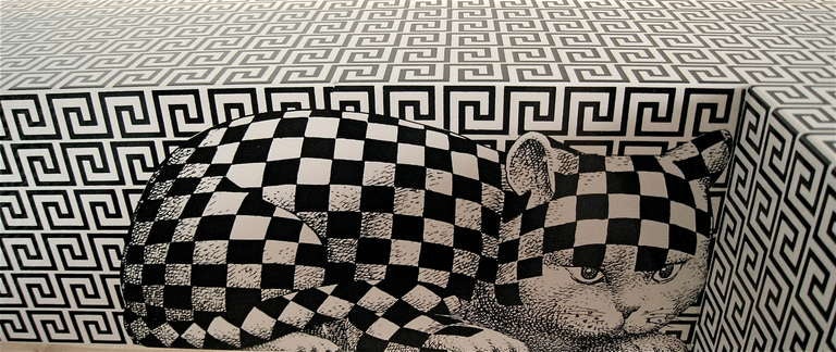 Wood 'Optique' Desk by Piero and Barnaba Fornasetti, 2009