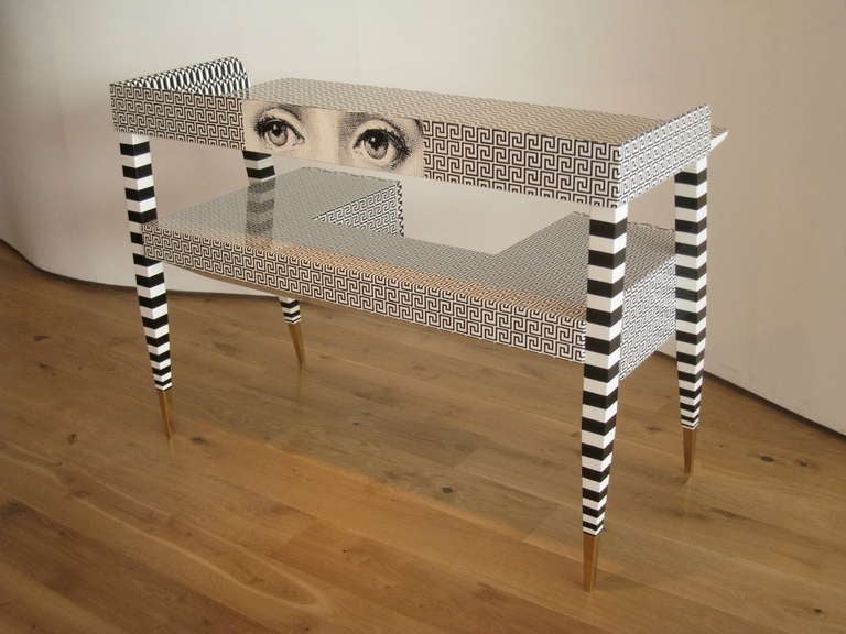 Wood 'Optique' Desk by Piero and Barnaba Fornasetti, 2009