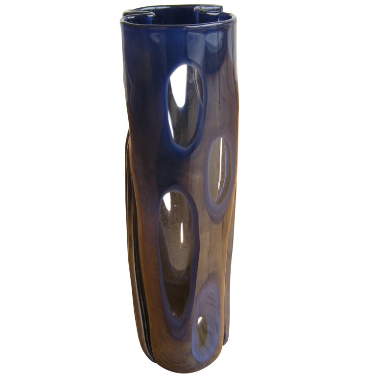 'Scolpito' Glass Vase by Toni Zuccheri, for Venini, circa 1965 For Sale