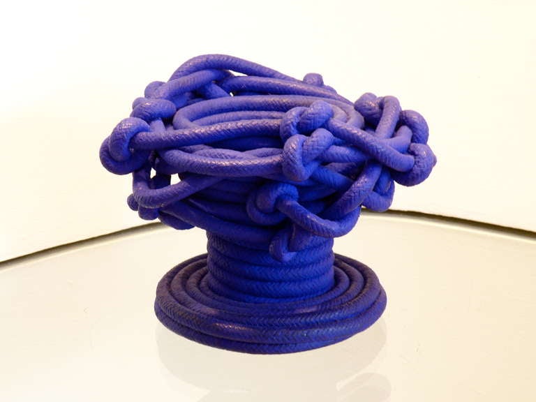 by Christian Astuguevieille, French, 2011
ultramarine blue painted cotton cord, hand-formed as a footed bowl
