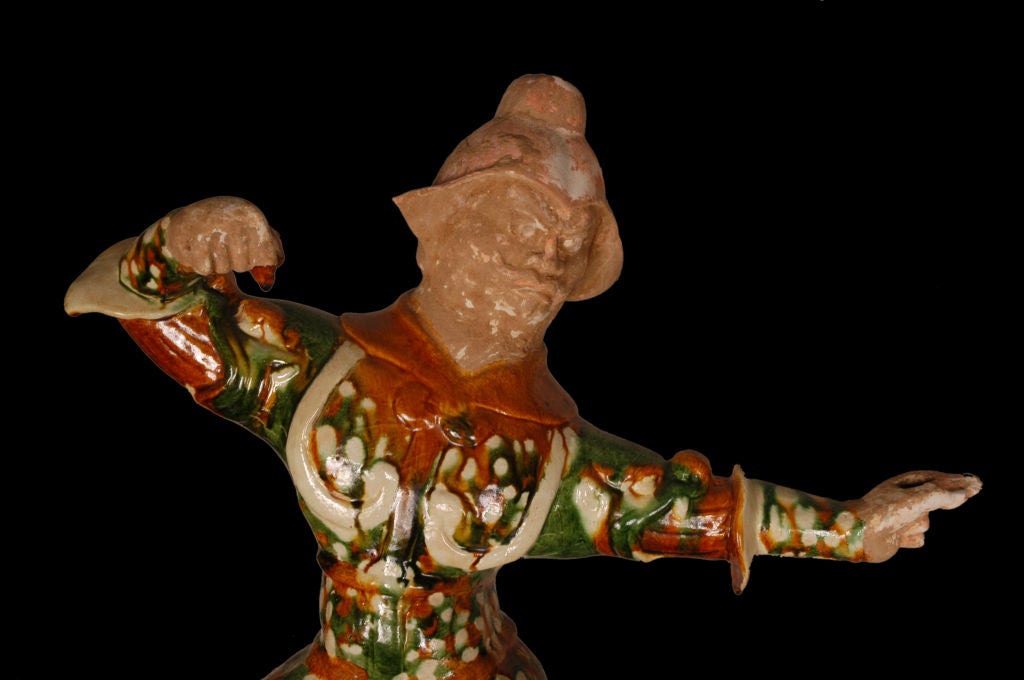 Earthenware Pair of Chinese Tang Dynasty Lokapala (Guardian Figures) For Sale