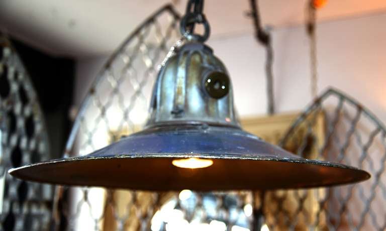 American Industrial Pendant with Enameled Reflector