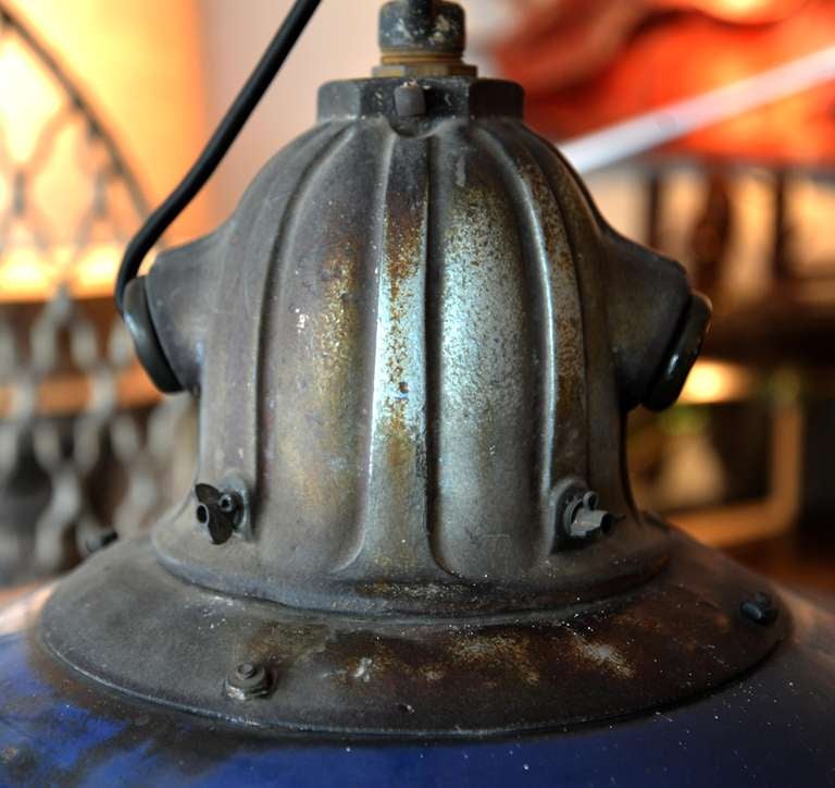Industrial Pendant with Enameled Reflector In Good Condition In Seattle, WA