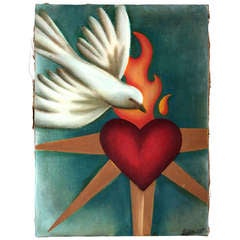 Dove & Flaming Heart Painting