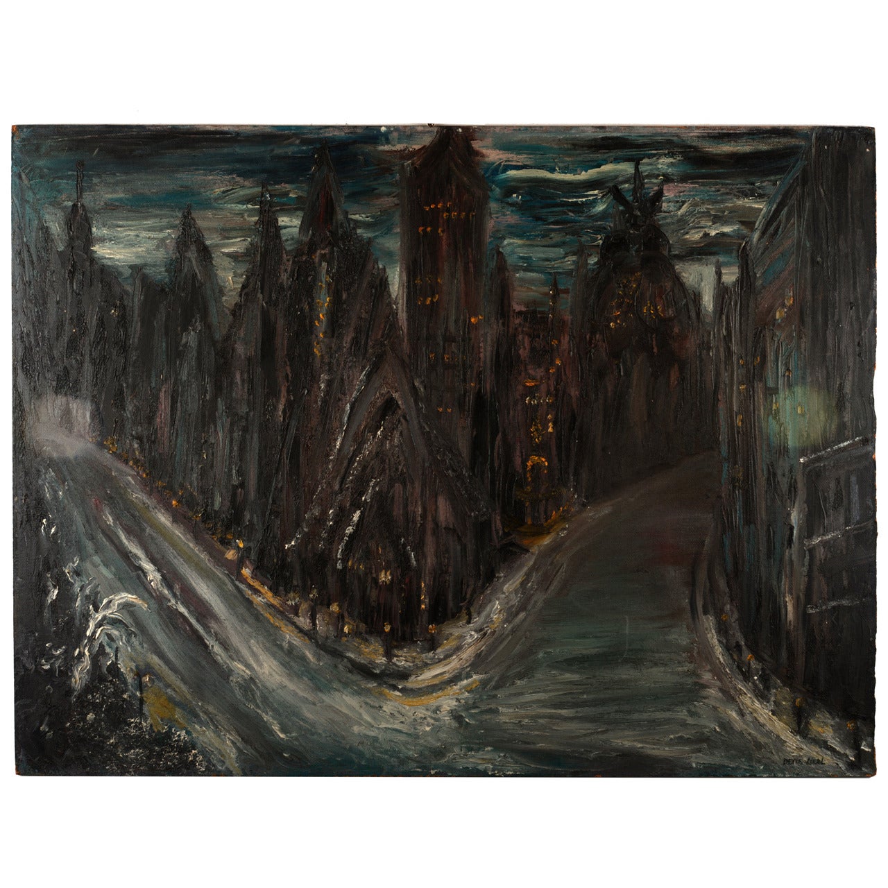Gothic Cityscape Painting For Sale