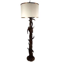 Vintage Rustic Stag Prong Floor Lamp