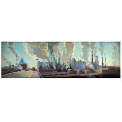 Vintage Illinois Industry Panoramic Painting