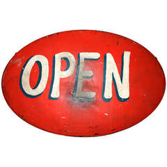 Painted Steel 'OPEN' Sign