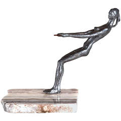 Pewter and Marble Nude Sculpture