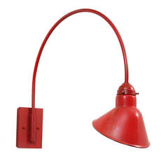 Custom Red-Enamel Gooseneck Wall Light