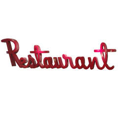 22
 Red-Enameled Steel Restaurant Sign