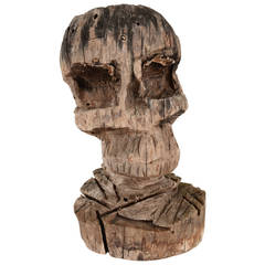 Wooden Chainsaw Skull Sculpture