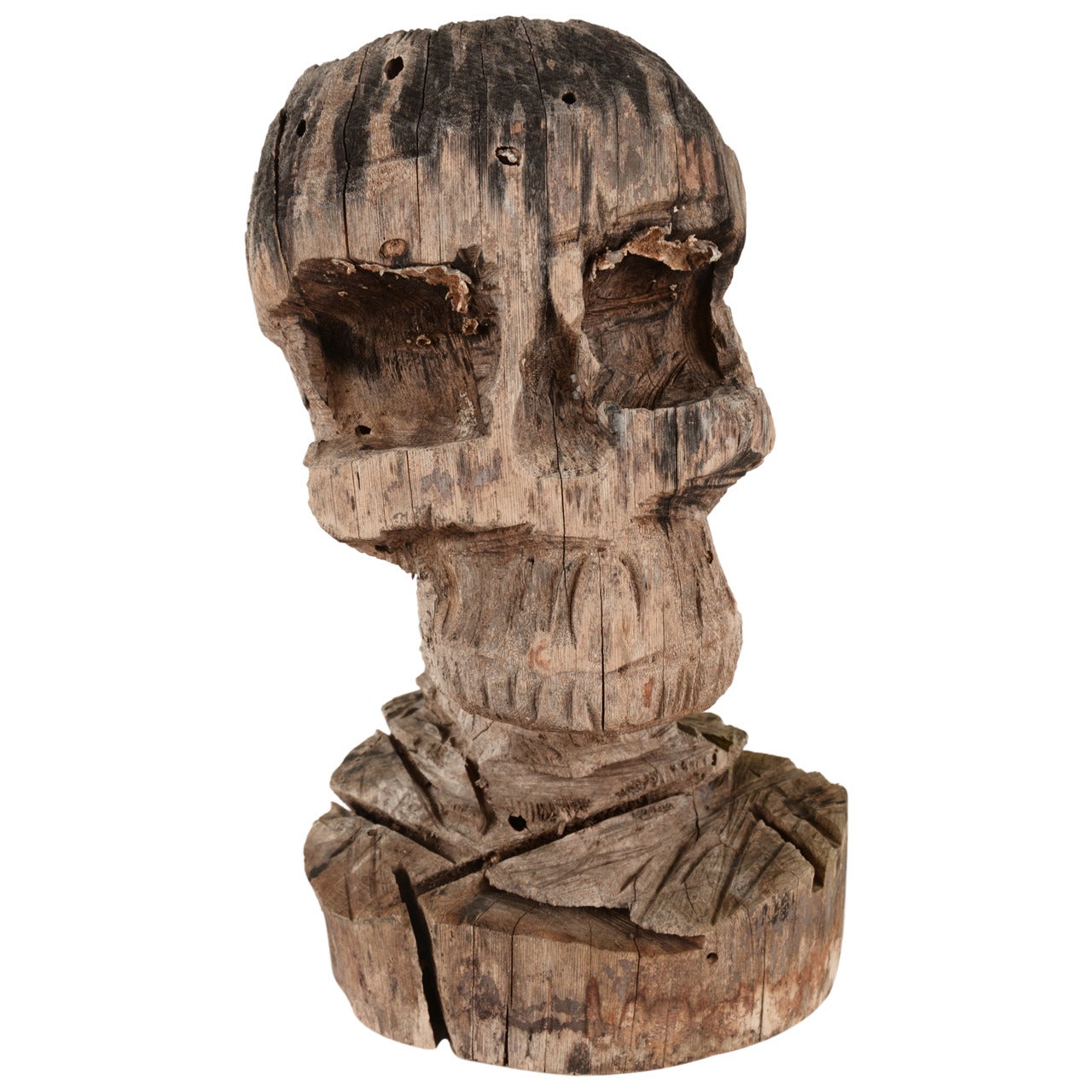 Wooden Chainsaw Skull Sculpture