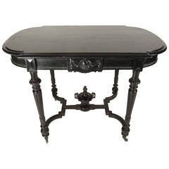 Antique Black Ornate Side Table