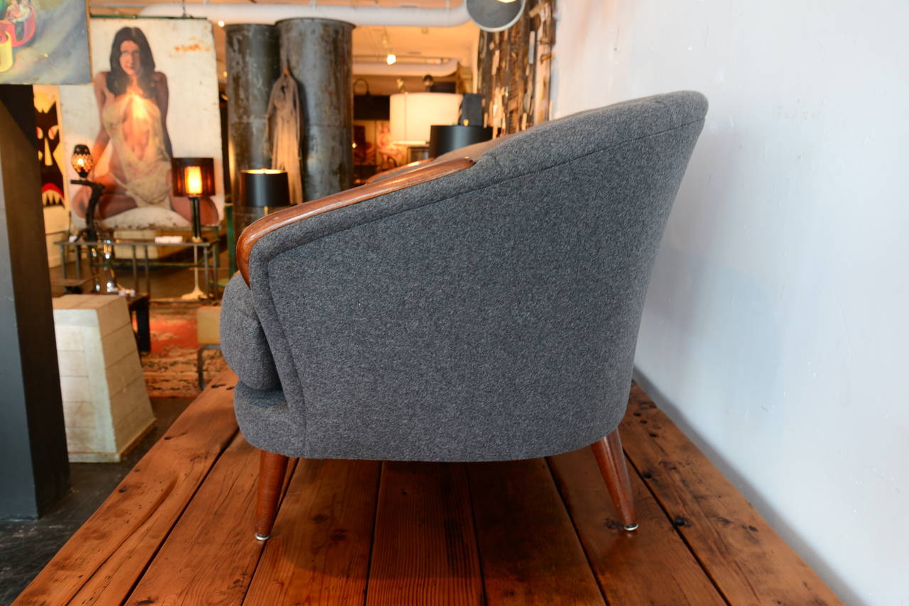 Mid-Century Modern Mid-Century Gray Wool Sofa For Sale