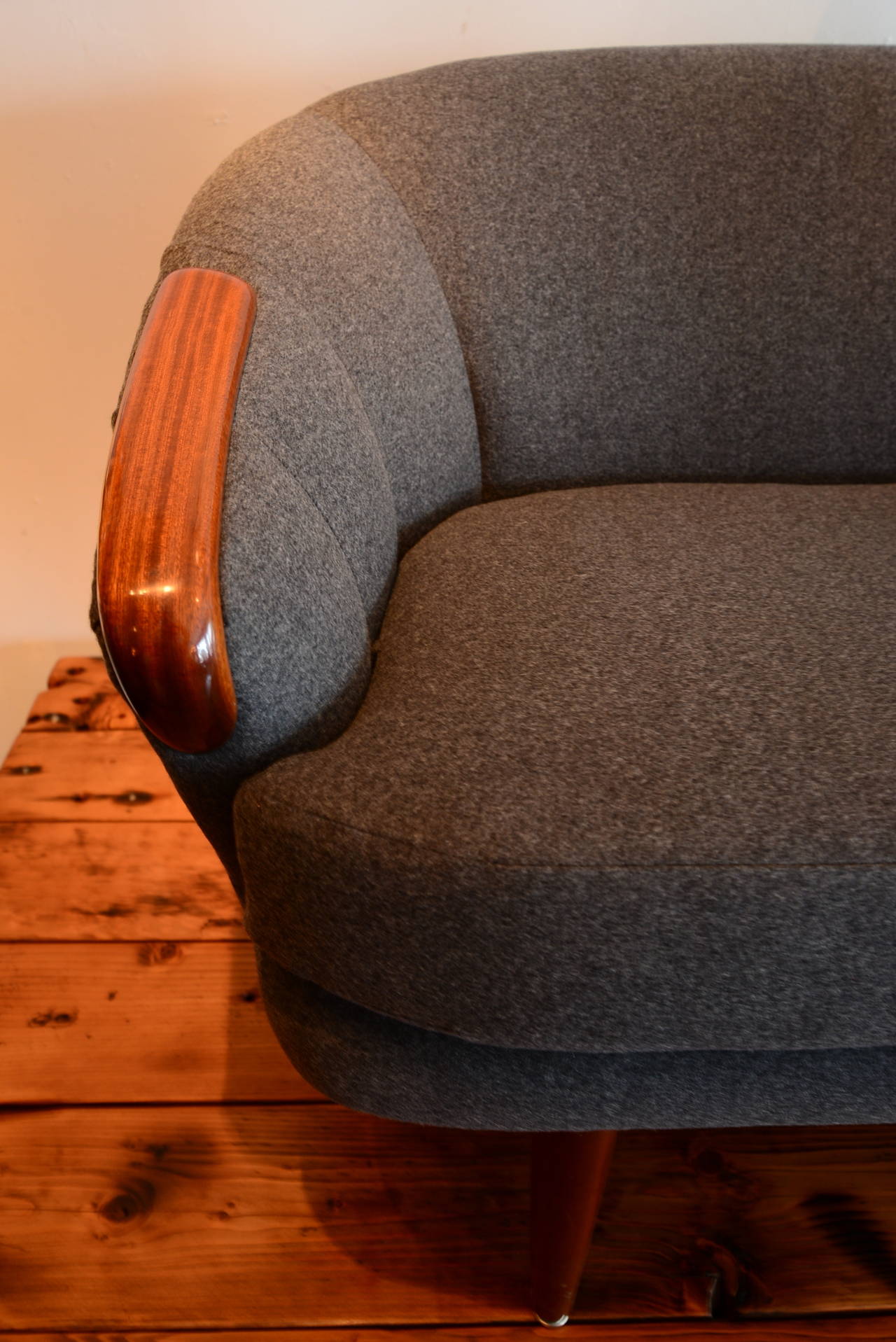 Mid-20th Century Mid-Century Gray Wool Sofa For Sale