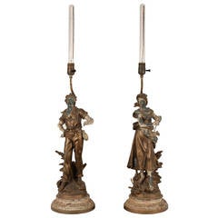 Pair of Spelter Lamps