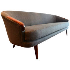 Gray Wool Mid-Century Sofa