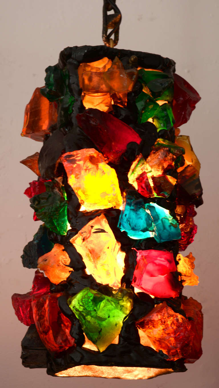 Late 20th Century Multi-Color Cast Resin Pendant