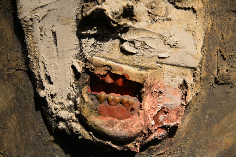 Folk Art Face in Relief with Human Teeth