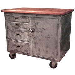 Steel Shop Cabinet with Oak Top