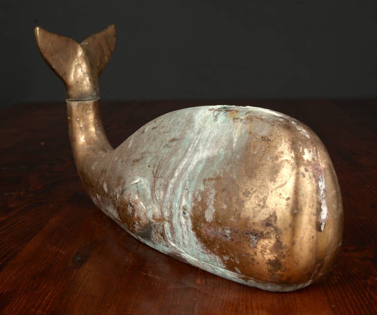 vintage brass whale