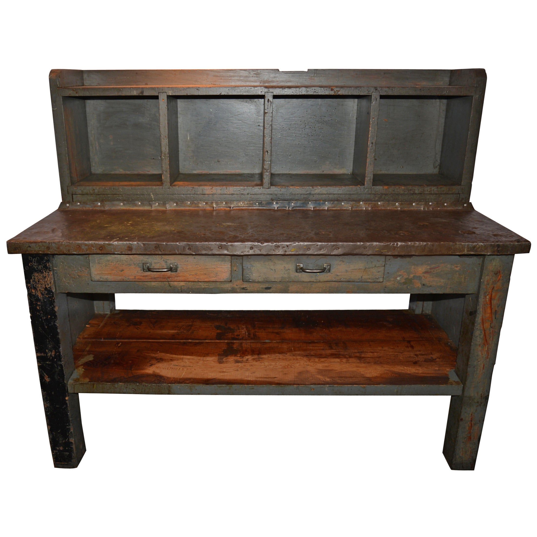 Wood and Steel Grey Workbench
