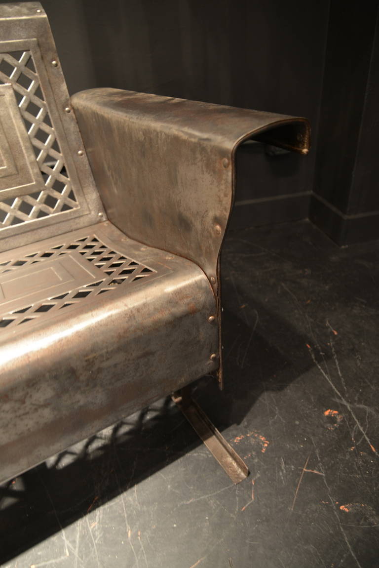 Stripped Steel Sofa In Excellent Condition In Seattle, WA