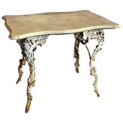 Steel and Marble Garden Table