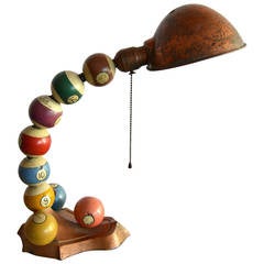 Antique Wooden Pool Ball Lamp
