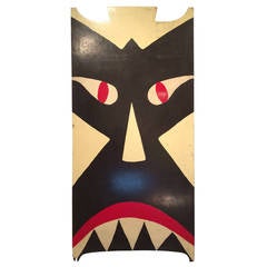 Wooden Painted Graphic Face