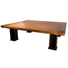 Vintage Rustic Block-Maple & Steel Low Table