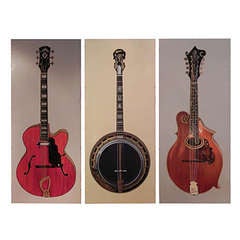 Retro 8 ft. Tall Music Store Guitar Paintings