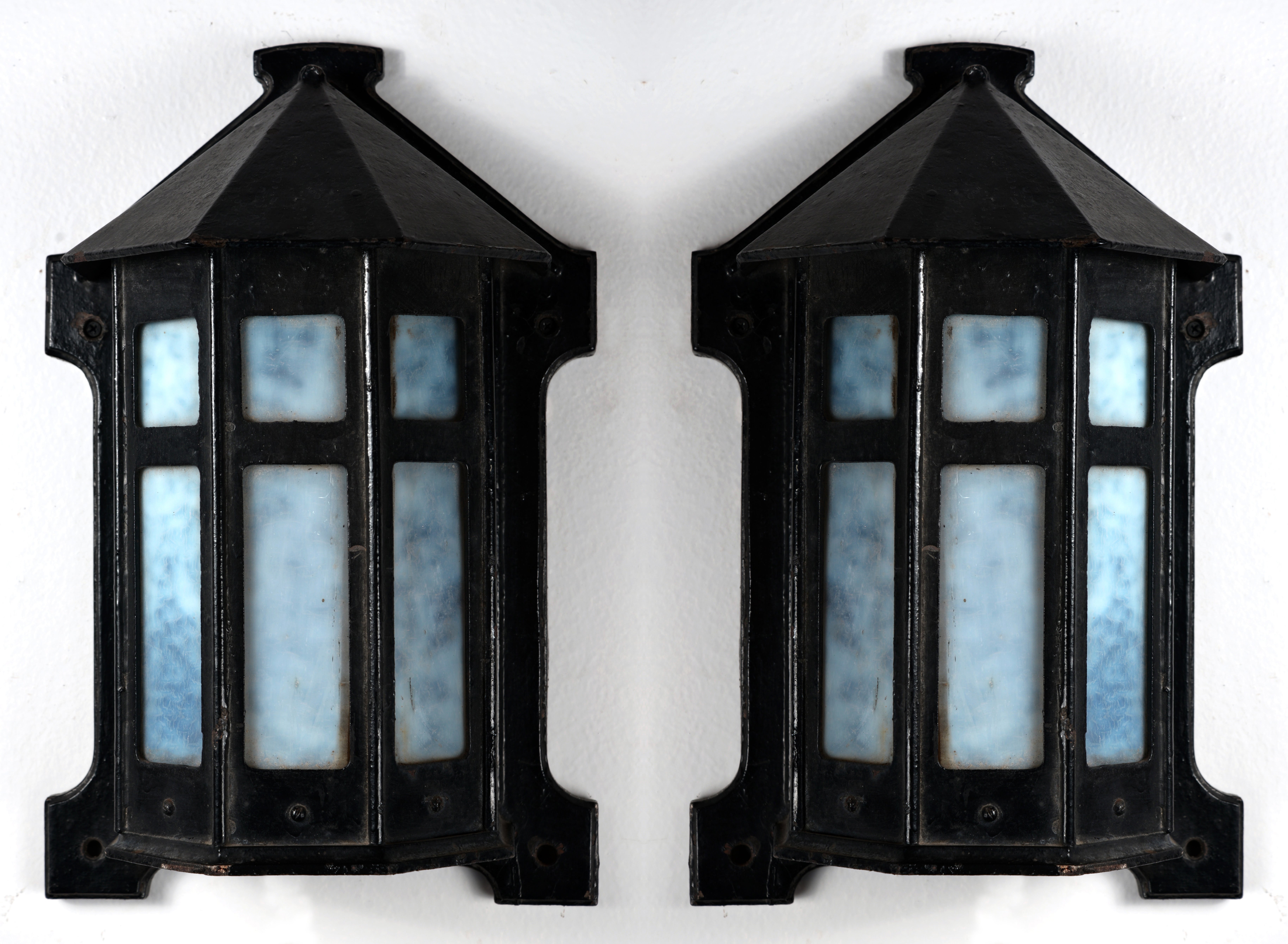 Pair Cast Iron Craftsman Era Sconces