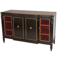 Black-Lacquered Hollywood Regency Cabinet
