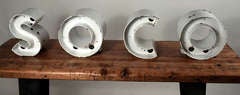 Vintage White-Enameled Steel Sign Letters