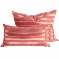 red ticking pillows