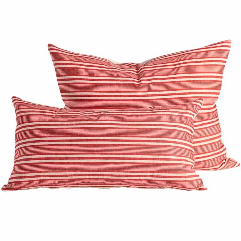 red ticking pillows at 1stdibs