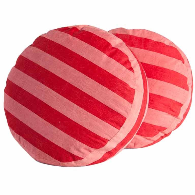 French Red Ticking Pillows For Sale