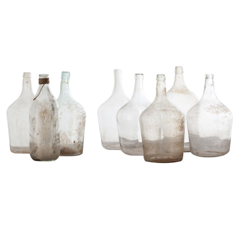 collection of vintage glass bottles For Sale
