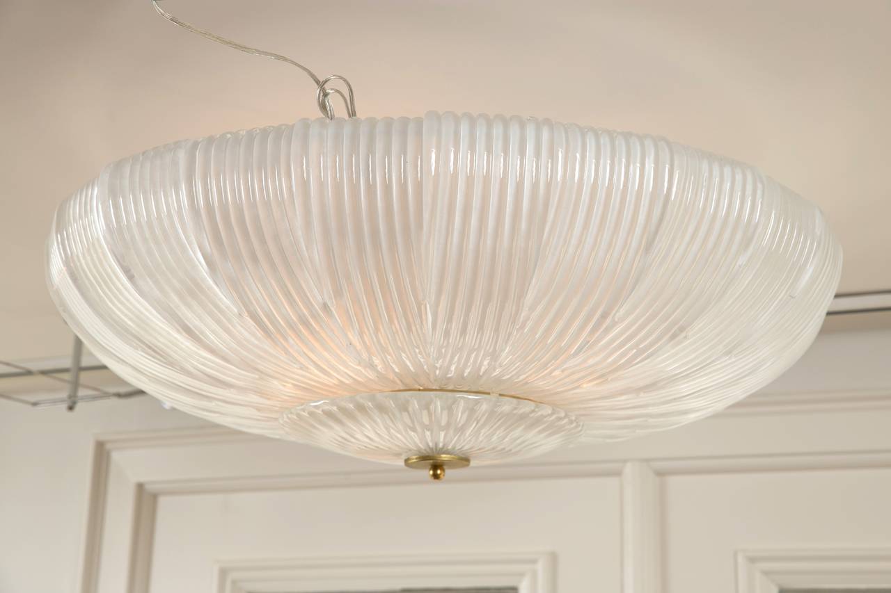 Sleek and Modern Murano Blown Ceiling Fixture In Excellent Condition In Westport, CT