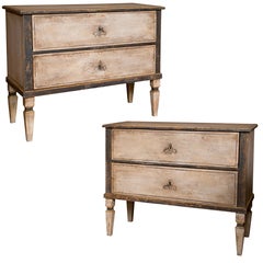 Pair of late 19th century Continental Directoire Style Painted chests