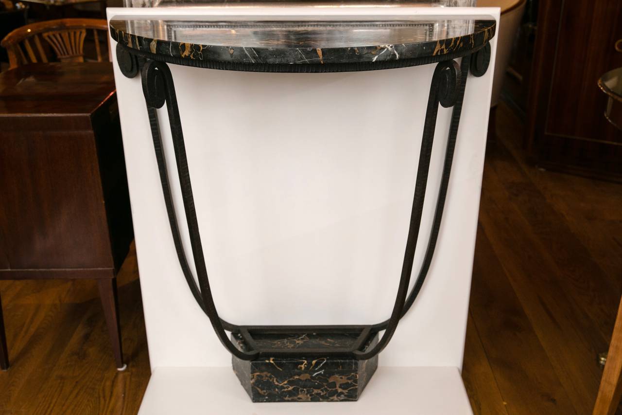 French Art Deco Wrought Iron Demilune