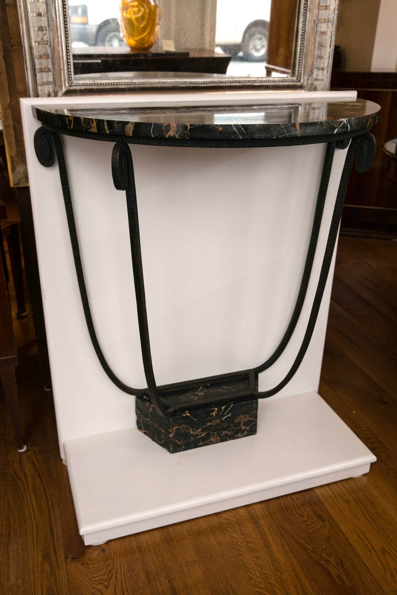 French Art Deco Wrought Iron Demilune In Excellent Condition In Westport, CT