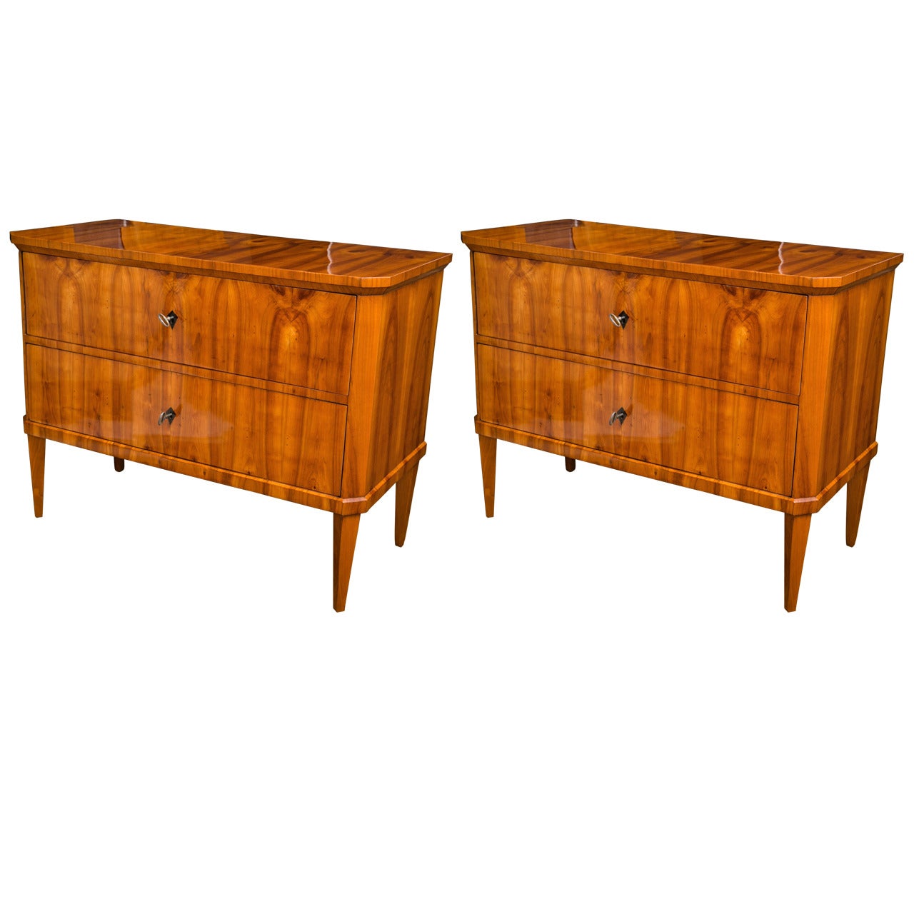 Pair of Fine Biedermeier Chests in fruitwood